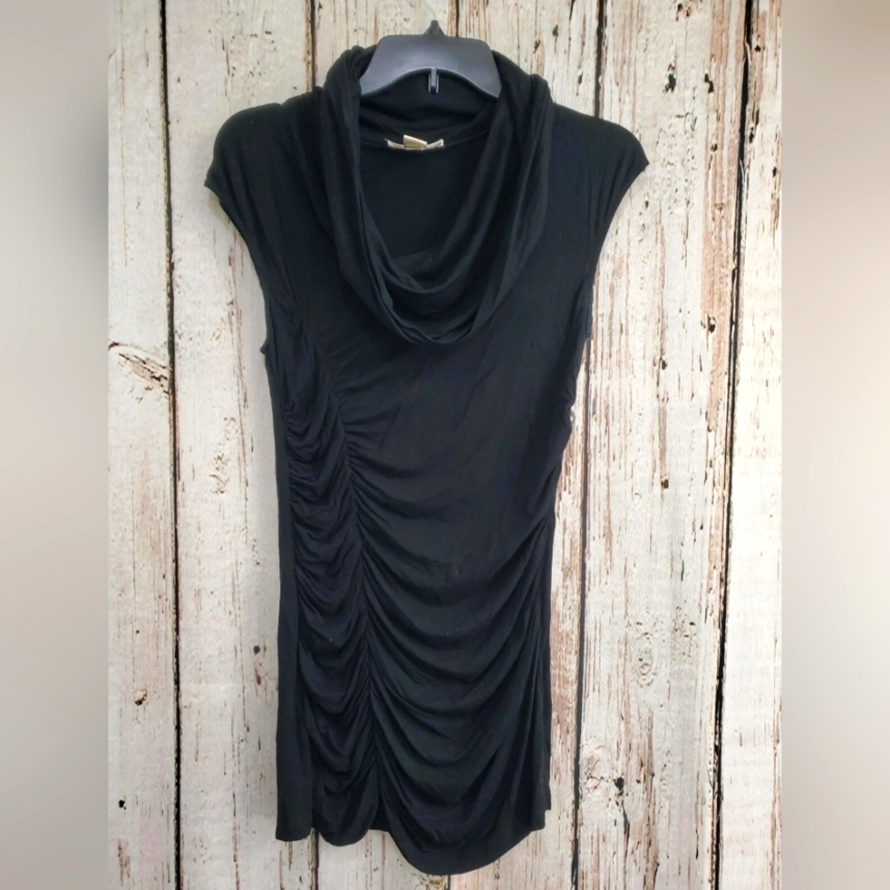 Kenar Women's Small Sleeveless Ruched Side Cowl Neck Little Black Dress EUC